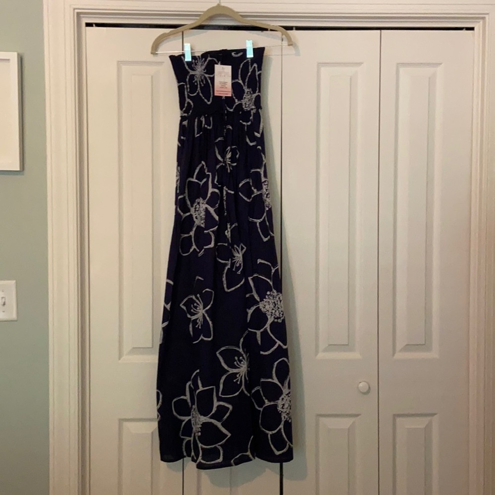 Brand new navy blue and white floral maxi dress